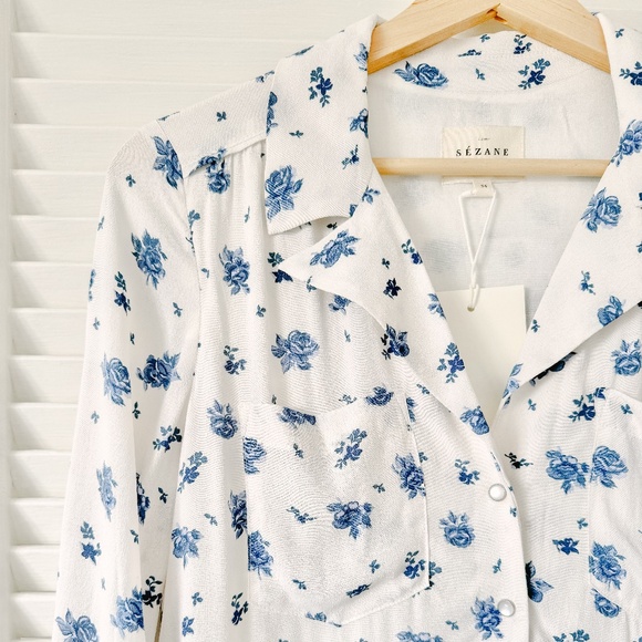 NWT Sezane Aurora Dress "Blue Rose" size 2/ 34/ UK 6 Sold Out - Picture 7 of 11